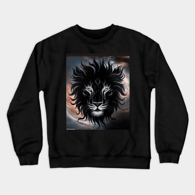 lion dark sun Crewneck Sweatshirt by JIUJITSU- BJJ